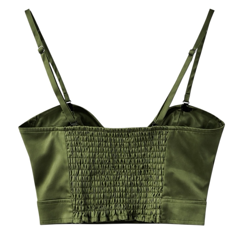 Lita by Ciara Avocado Green Structured Corset Top Bustier Bralette Crop - Picture 3 of 3